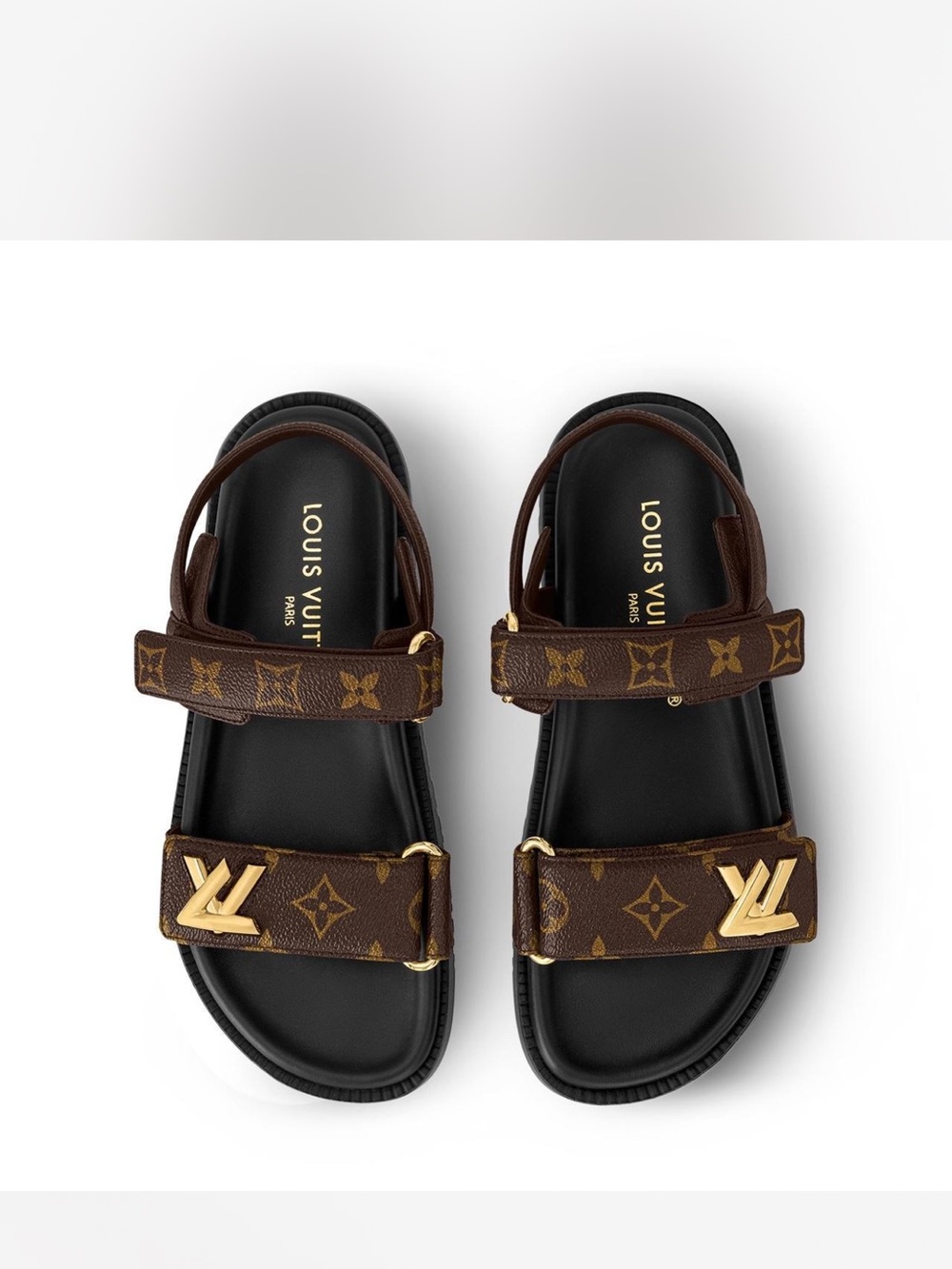 Louis Vuitton Brown Monogram Leather & Gold-Accent women’s  Sandals